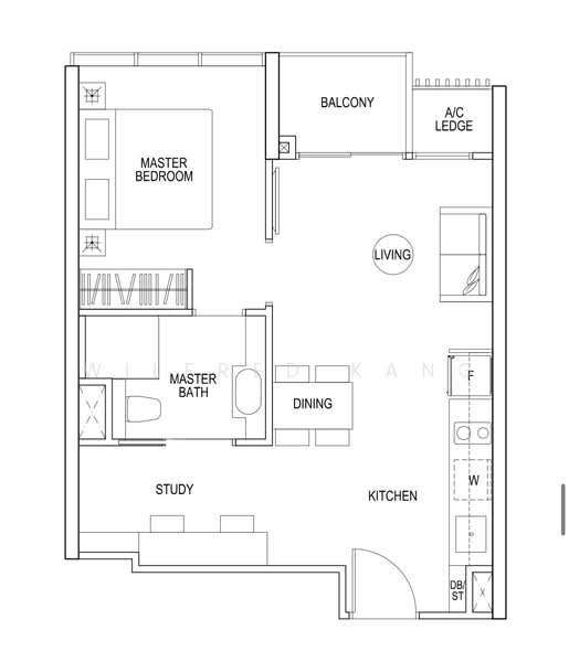 The Poiz Residences 1+S floor plan